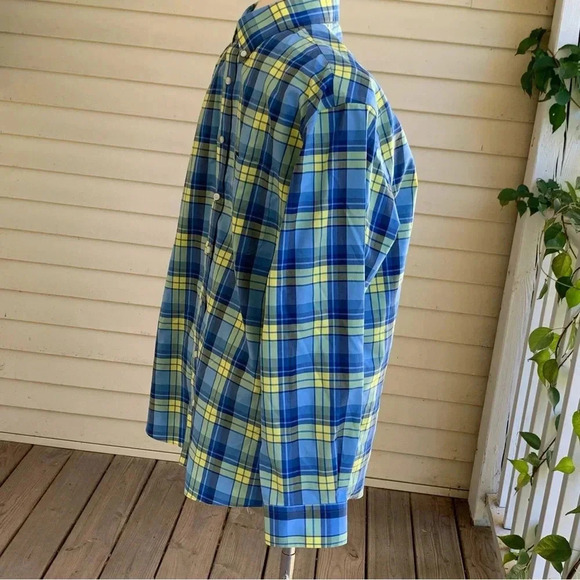 Jos A. Bank Travelers Collection Plaid Shirt Sz XL Blue Yellow Plaid Ivy League - Picture 3 of 7